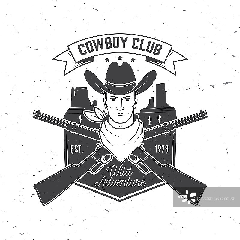 牛仔俱乐部徽章牧场牛仔竞技概念图片素材