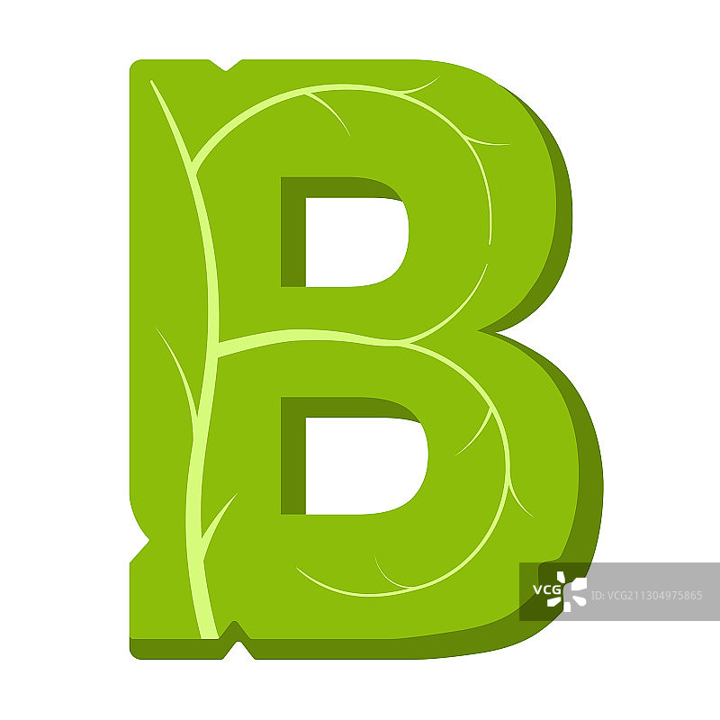 字母b绿叶夏季字母表图片素材