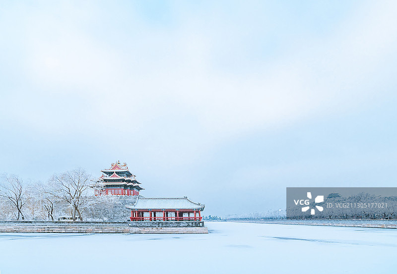 北京冬天故宫角楼图片素材