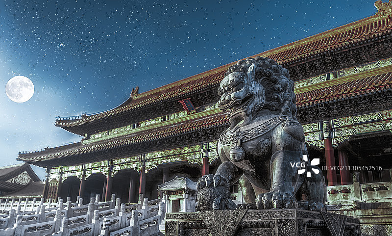 中国北京故宫太和门夜色图片素材