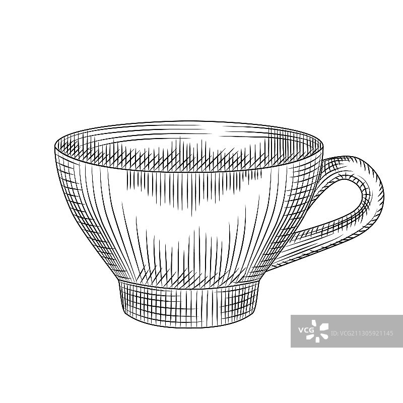 手绘杯茶孤立在白色的背景图片素材