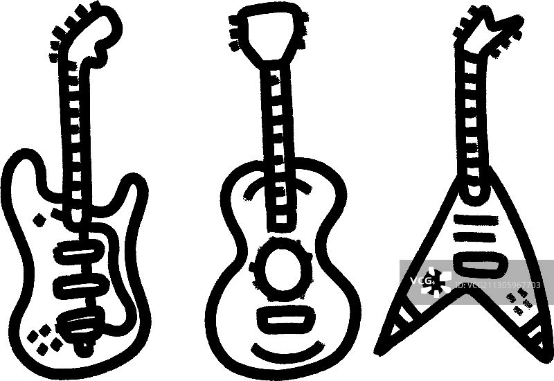 复古风格的吉他模板音乐图标或标志图片素材