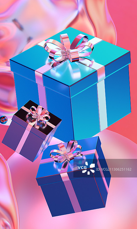 3D渲染炫彩礼盒插图图片素材