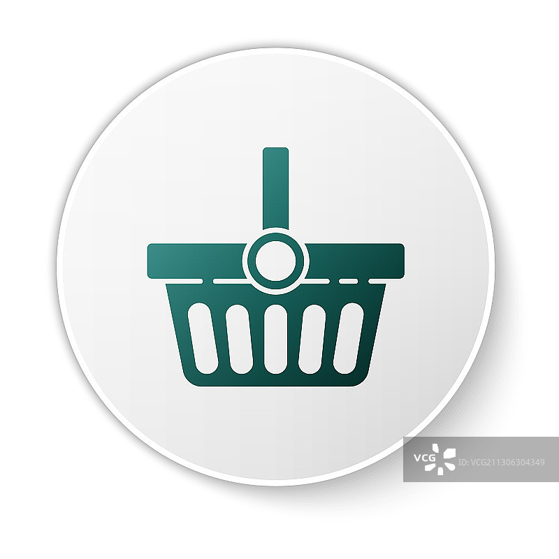 绿色购物篮图标孤立在白色图片素材