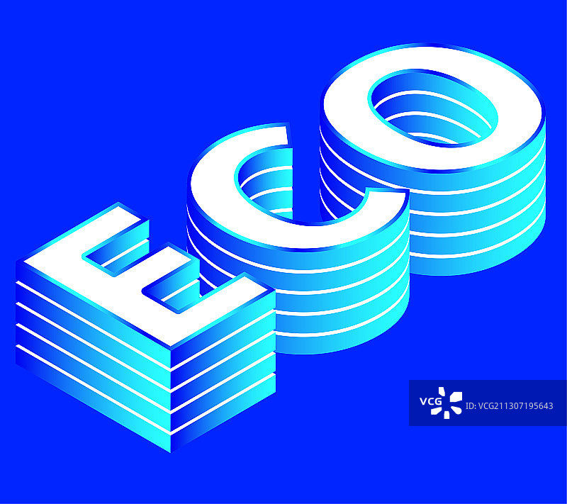 科技环保ECO立体字矢量插画素材图片素材