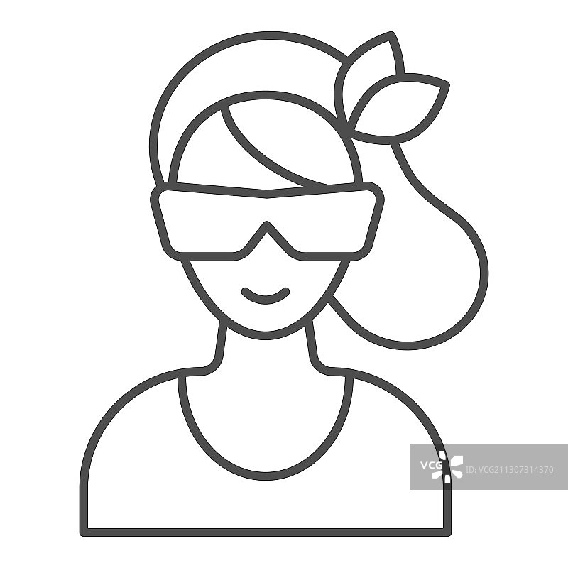 女人脸上戴着太阳镜细线美象征图片素材