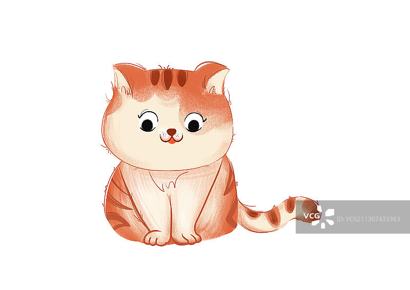 卡通可爱坐着的橙色猫咪插画图片素材