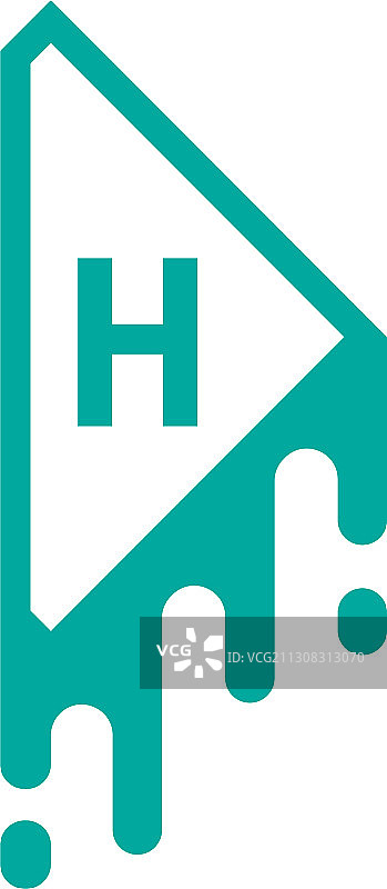 字母h型标识采用绿色设计理念图片素材