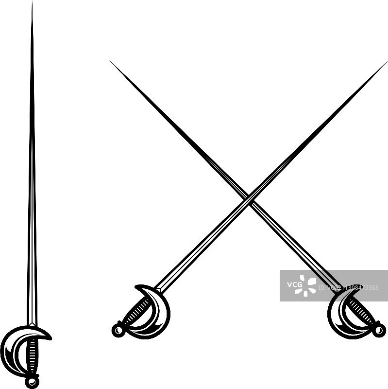 交叉击剑孤立在白色图片素材