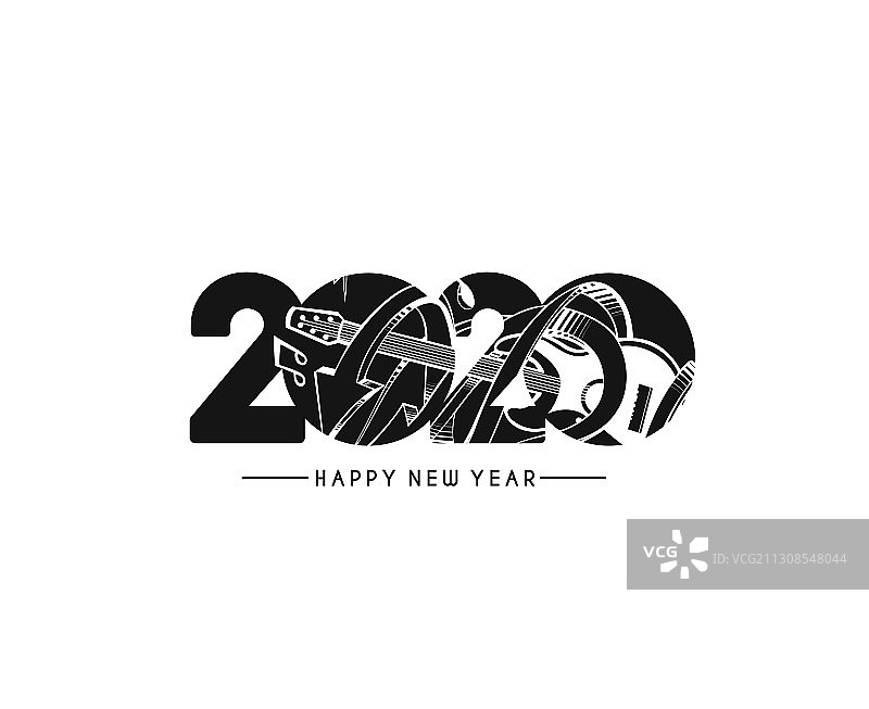 新年快乐2020文字排版设计模式图片素材