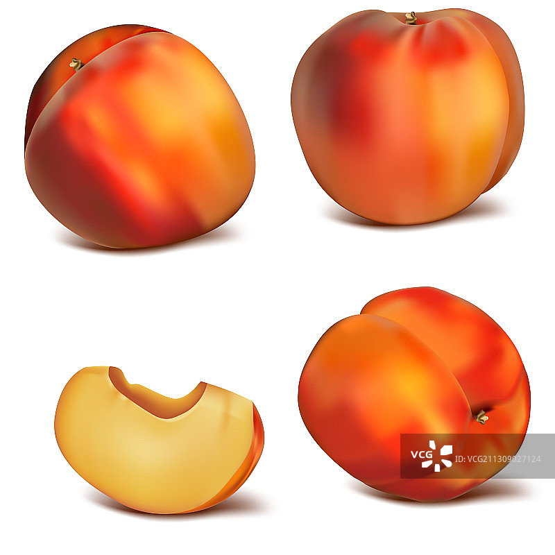 逼真详细的3d新鲜桃子集图片素材