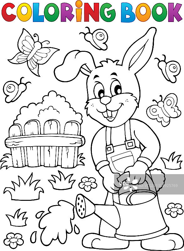 涂色书兔子园丁主题2图片素材