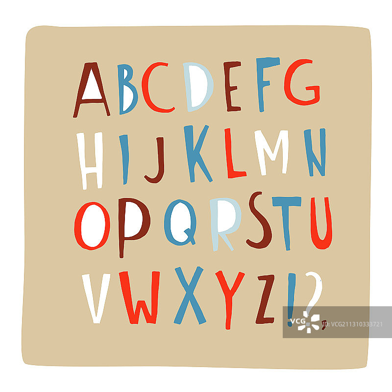 手绘涂鸦字体字母ABC上部字母图片素材