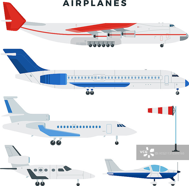 客机和货机设飞机侧图片素材