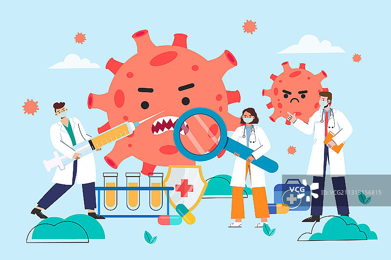 抗击新型冠状病毒概念矢量插画图片素材