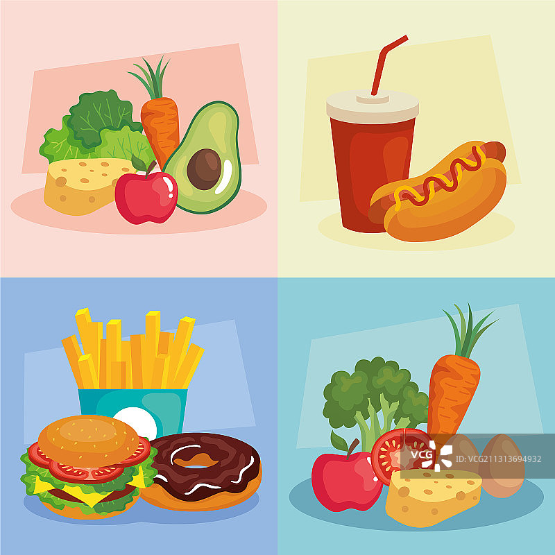 垃圾健康食品框架设计图片素材