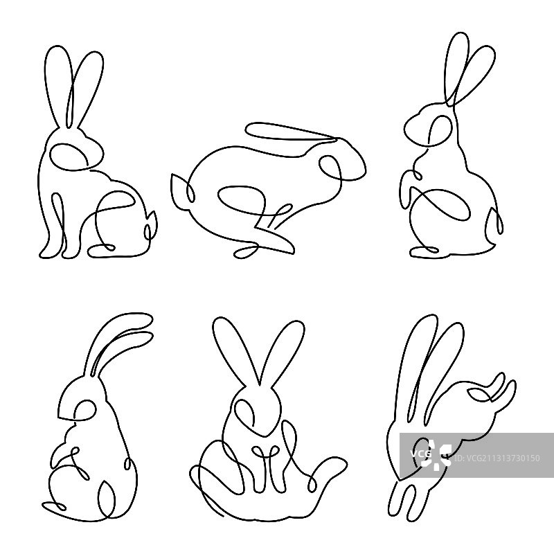 连续画复活节兔子套线图片素材