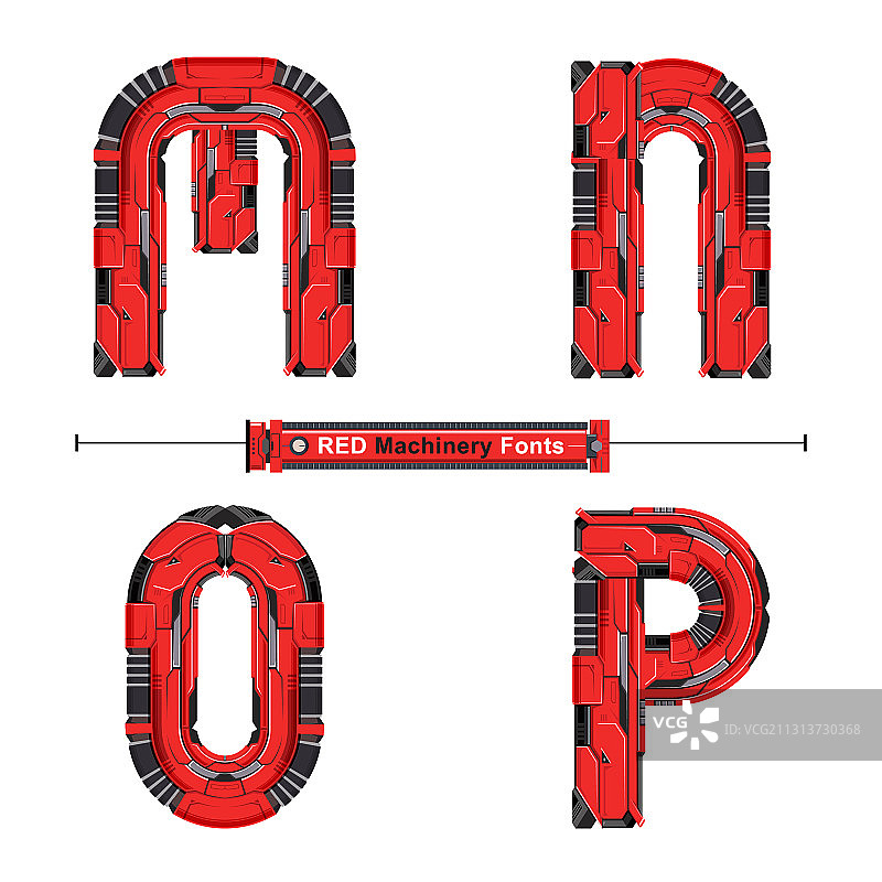 字母排印字体红色机械样式中有一种图片素材
