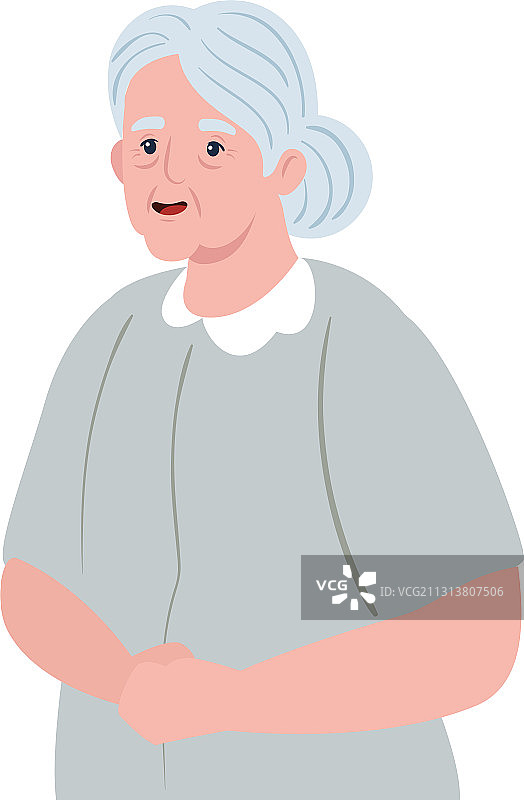 可爱的老奶奶在白色的背景图片素材