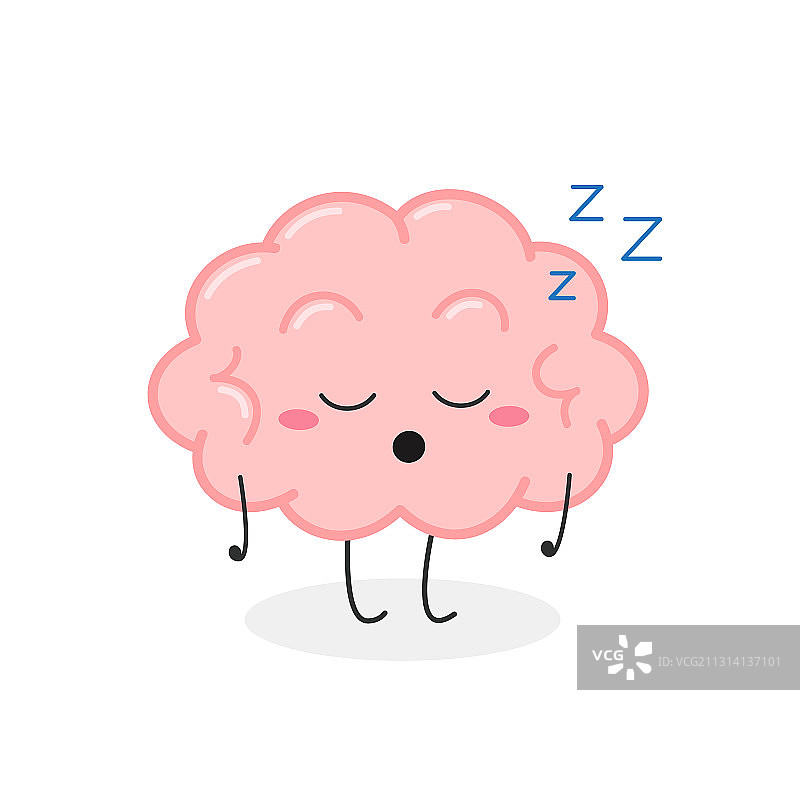 有趣的睡着了的卡通大脑角色图片素材