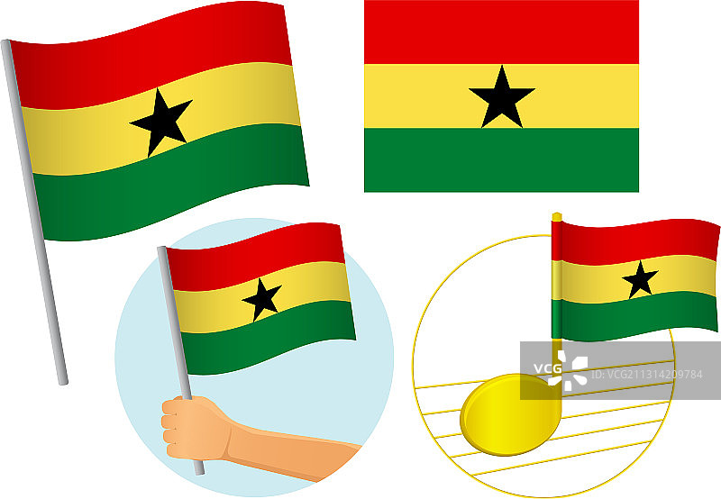 加纳国旗图标集图片素材