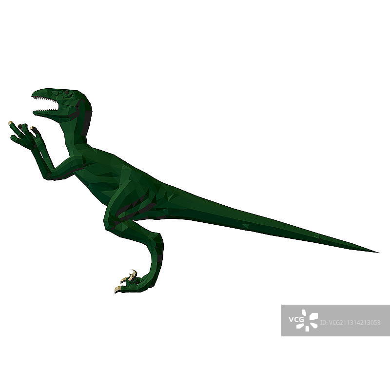 低聚的绿色恐龙愤怒的恐龙图片素材