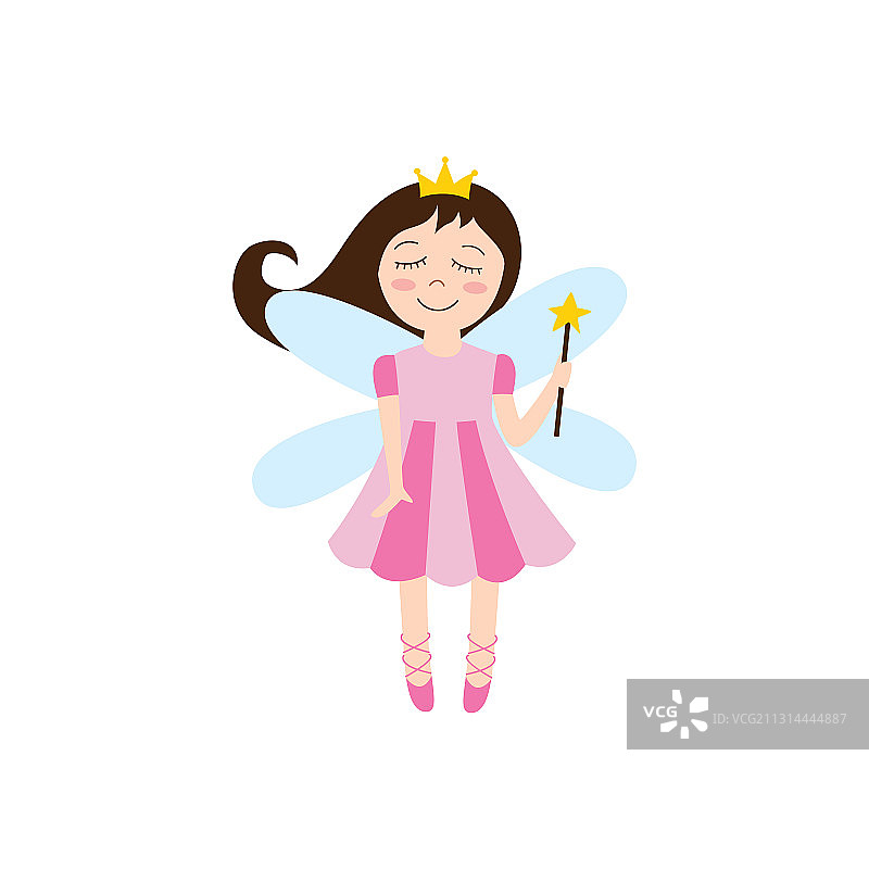 可爱的小仙女公主黑发与魔法图片素材
