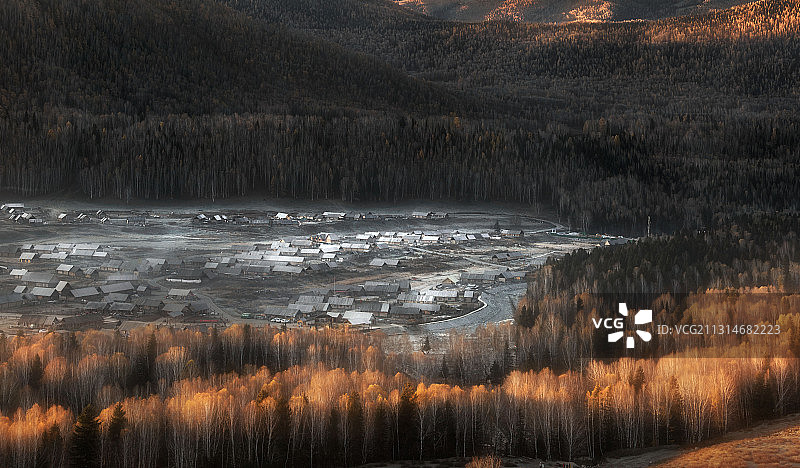 禾木清晨新疆图片素材