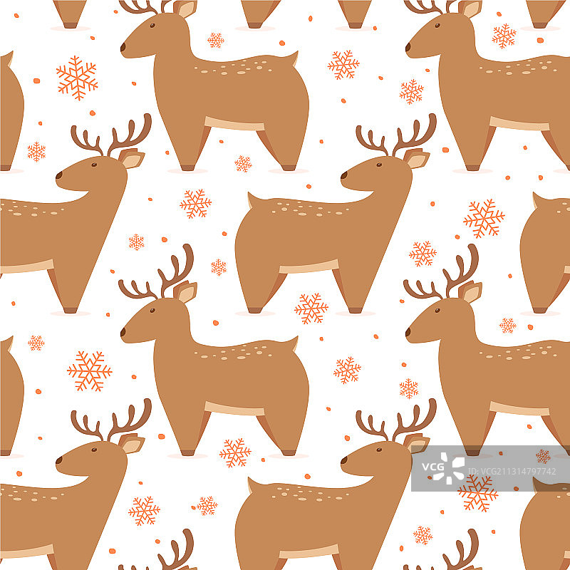 无缝圣诞背景可爱的鹿图片素材