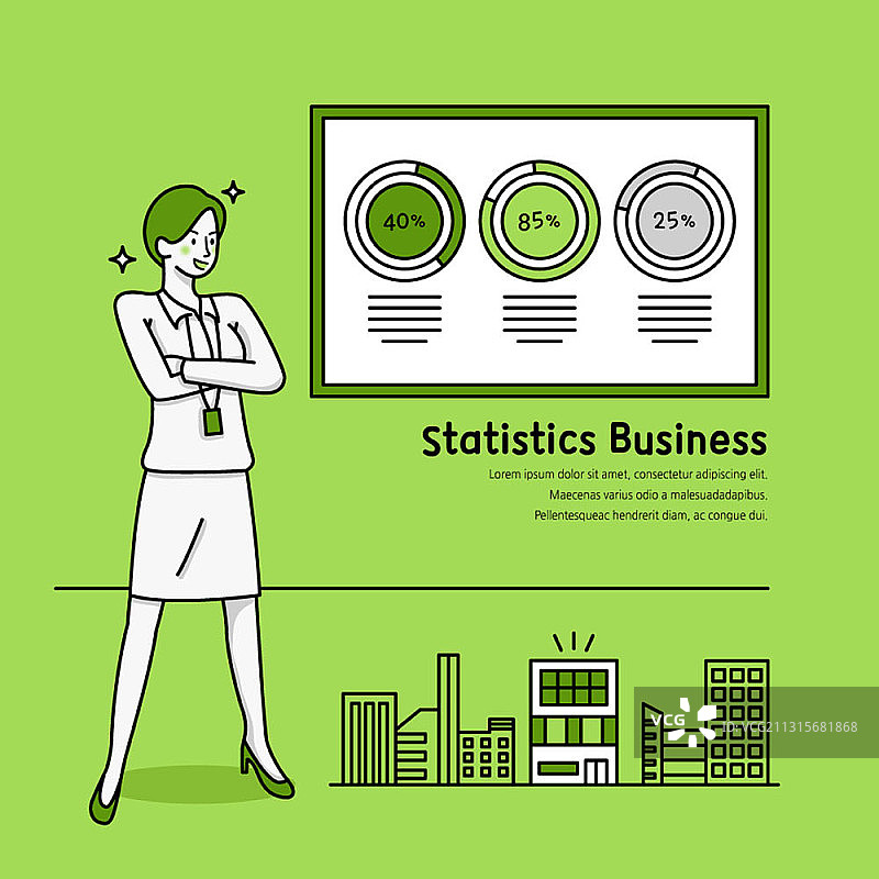统计商业主题矢量插图与女商人和图表图片素材