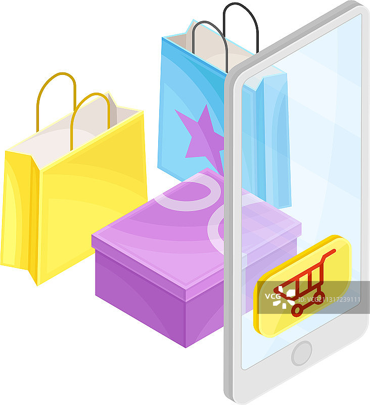 智能手机软件与网上购物商店的应用程序图片素材
