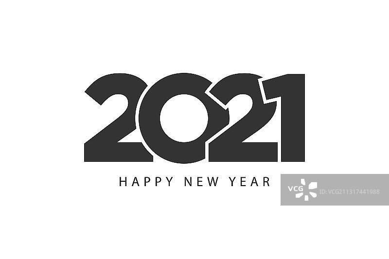 新年快乐2021年创意横幅黑白色图片素材