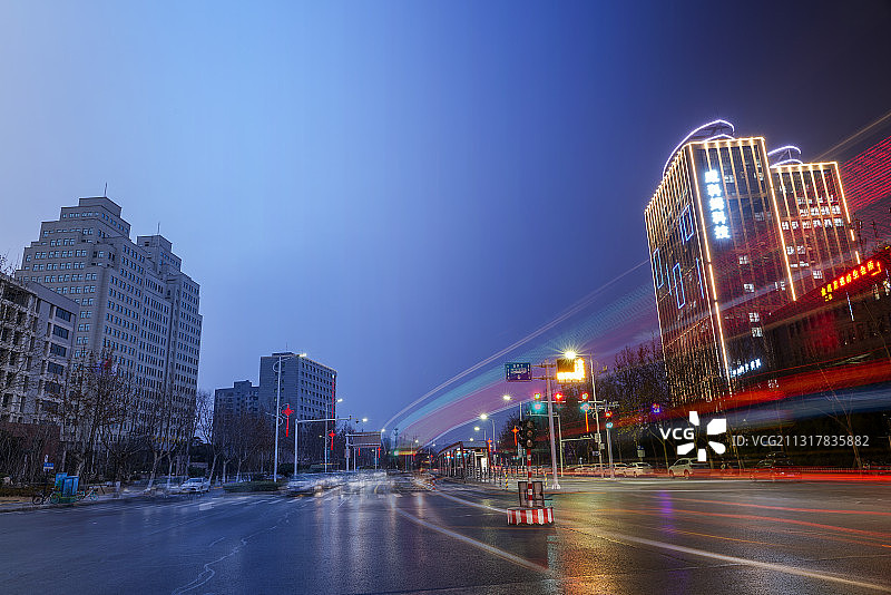郑州高新区日转夜时间切片摄影图片素材