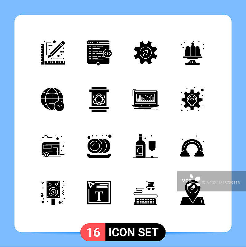16个创意图标的现代标志和符号图片素材