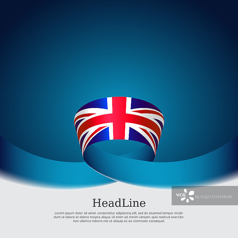 英国国旗背景为波浪缎带色图片素材