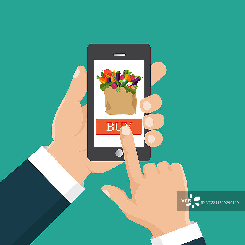 手订新鲜食品手持智能手机图片素材