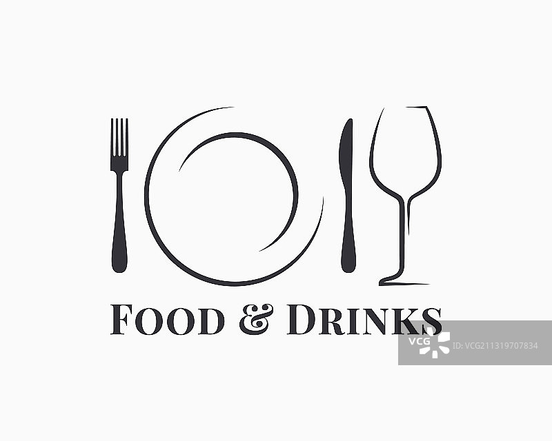食品和饮料标志盘与葡萄酒杯图片素材