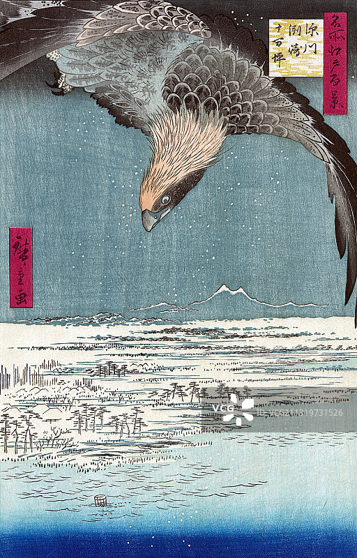 鹰在雪域上空飞翔(1857年图片素材