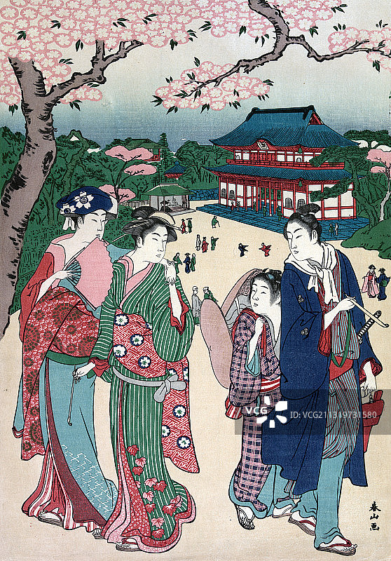 18世纪上野的樱花观赏图片素材
