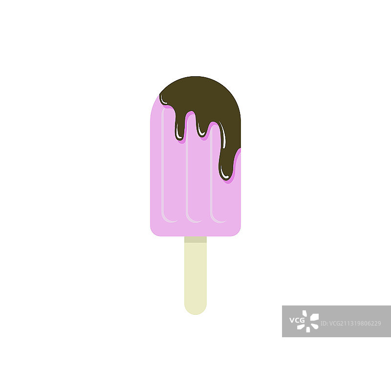 冰淇淋美味的夏季食物平坦的颜色风格图片素材