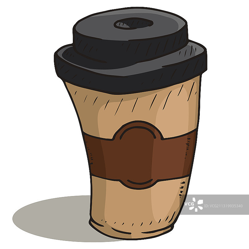 咖啡在一个塑料杯手画纸杯图片素材