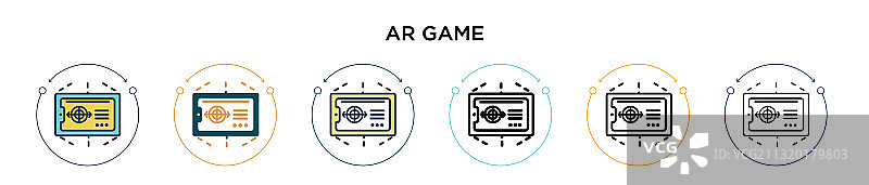 Ar游戏图标在填充细线和轮廓线图片素材