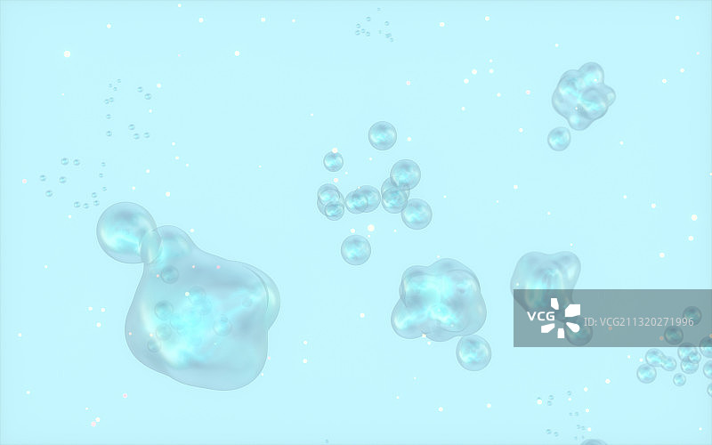 融合的透明气泡 3D渲染图片素材