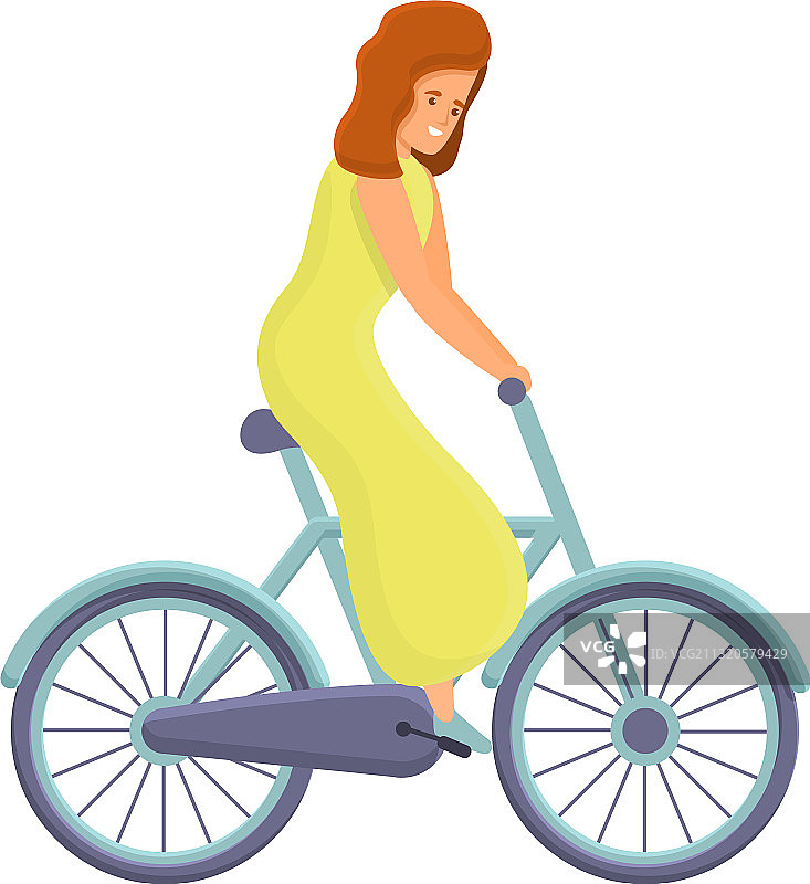 妈妈骑卡通风格的自行车图标图片素材