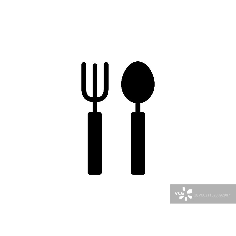 勺子和叉子的标志符号纯黑色图标图片素材