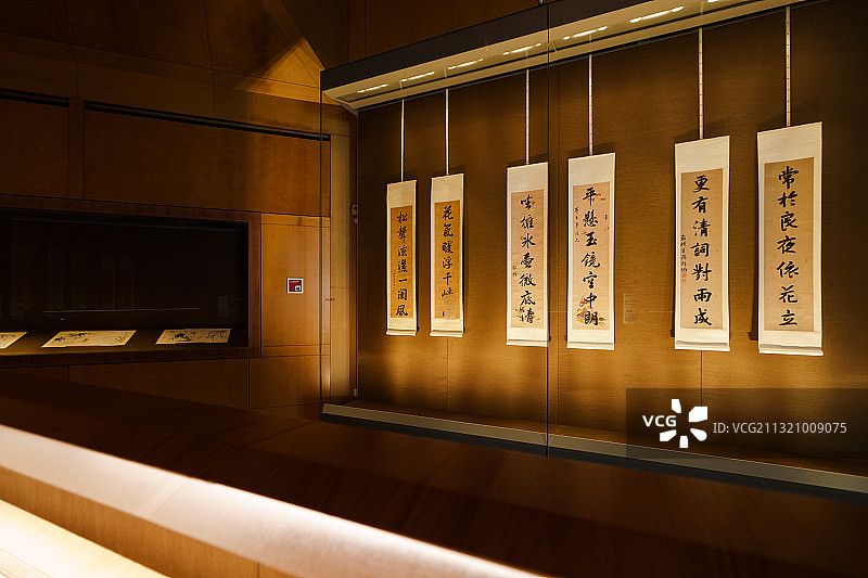 苏州博物馆内的书法字画藏品图片素材