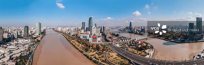 航拍浙江宁波三江口城市景观图片素材