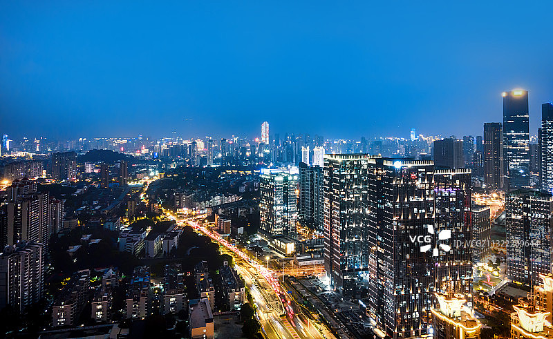 航拍中国城市道路立交桥夜景图片素材