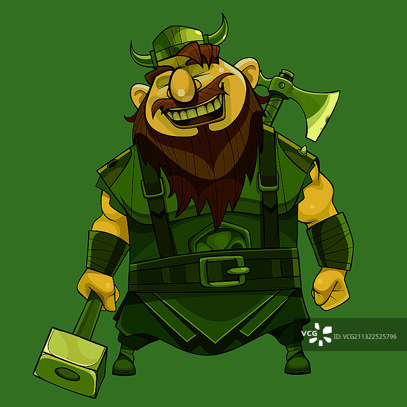 卡通笑胡子维京战士在一个图片素材