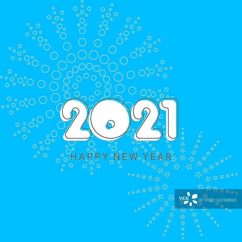 蓝色背景下的2021年新年祝福图片素材